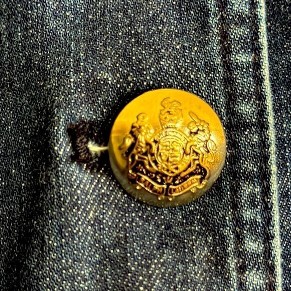 Lauren Ralph Lauren Denim Military Jacket Silver Metallic - Picture 6 of 9